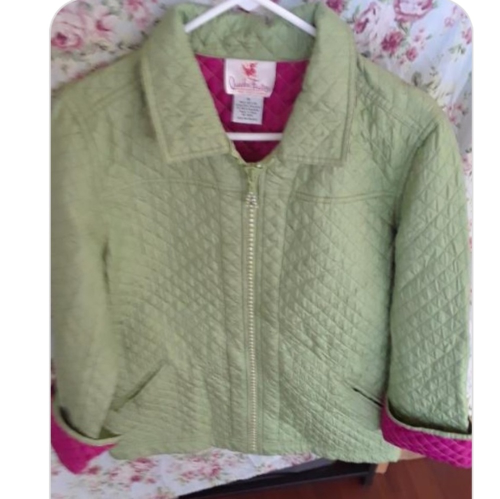 Pink and green medium Quaker jacket